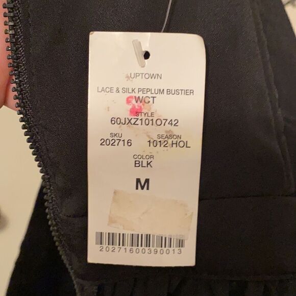 Bebe Black Lace Peplum Strapless Top Feminine Event Party Club Vegas NEW - Picture 8 of 11